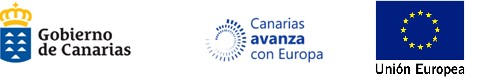 Imagen conformada por tres logotipos: gobierno de canarias, canarias avanza y union europea